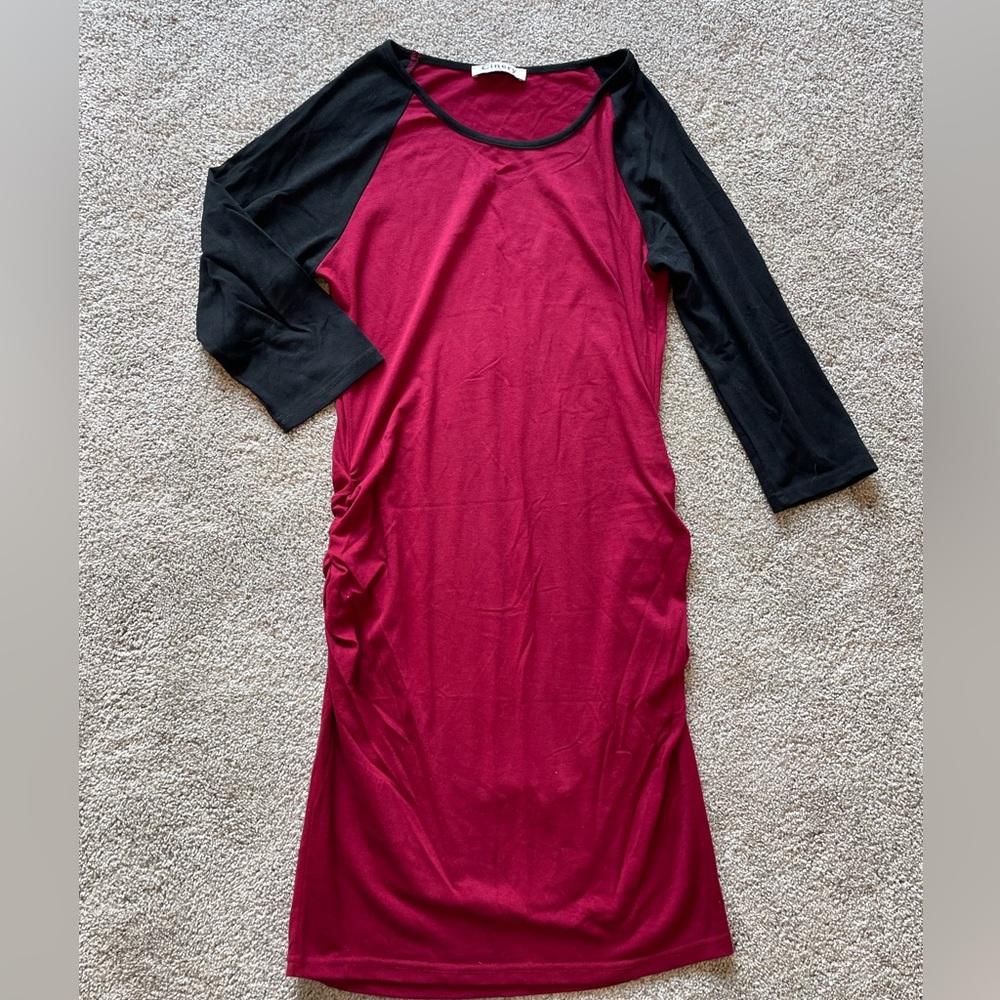 Women’s Maternity Black and Red Long Sleeve Dress- Size Small